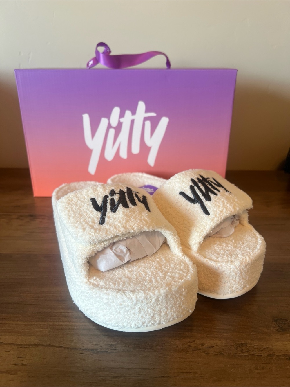YITTY Pet Me Plush Platform Slide Slippers